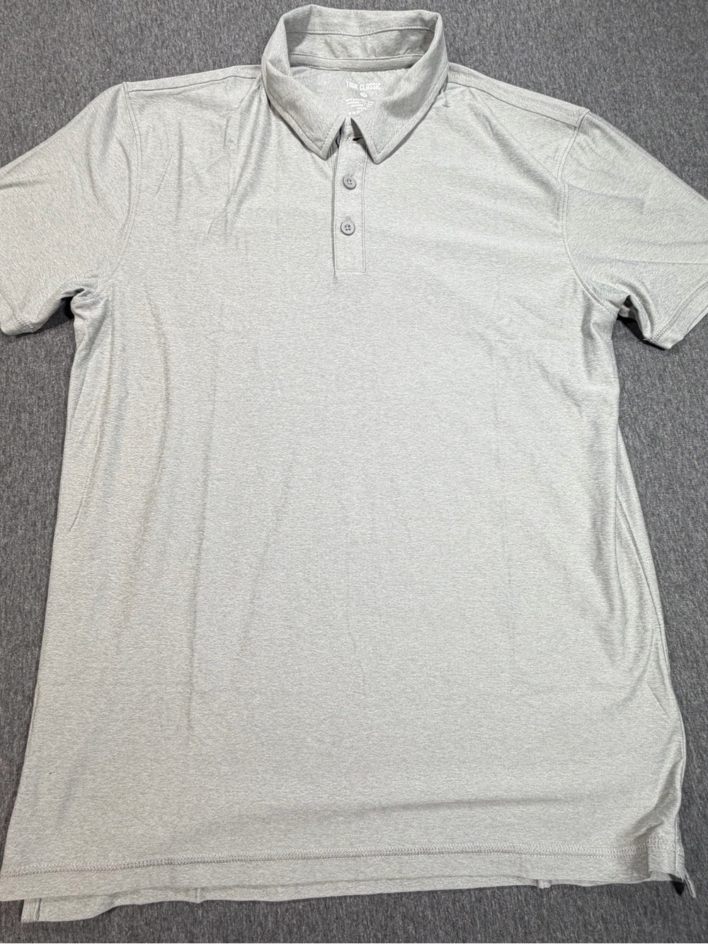 True Classic Polo Shirt Mens Medium Light Gray Performance Stretch Short Sleeve